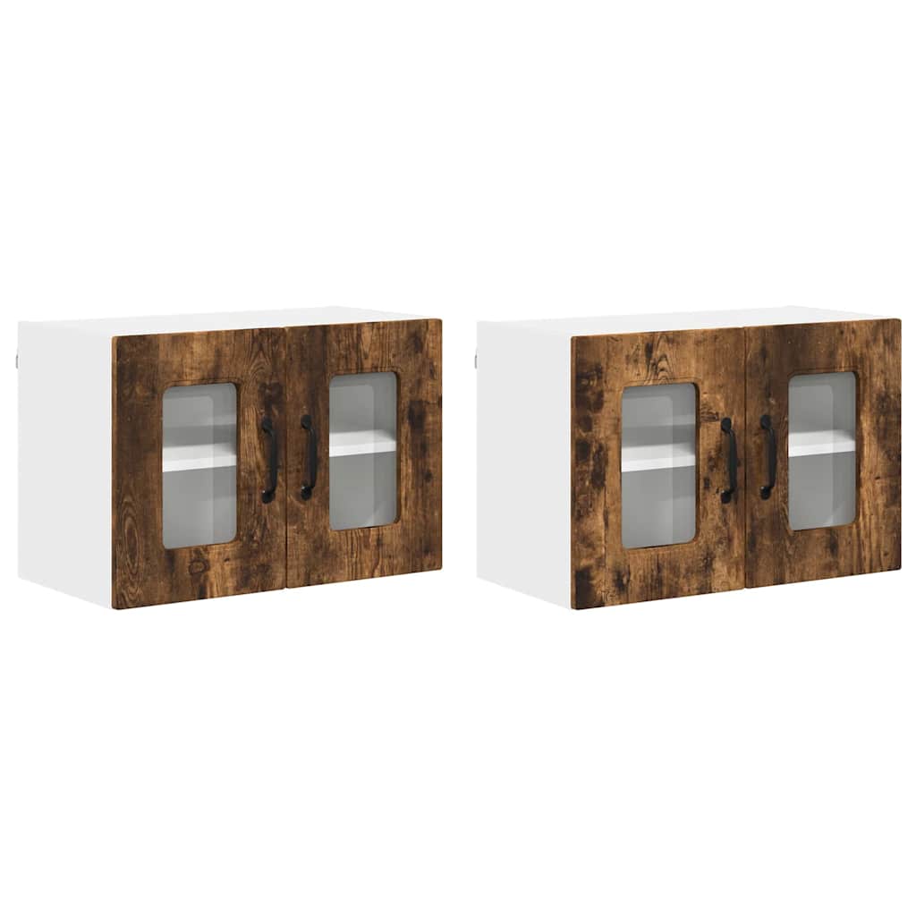 Kitchen Wall Cabinet with Door 2 pcs Smoked Oak 60 x 31 x 40 cm