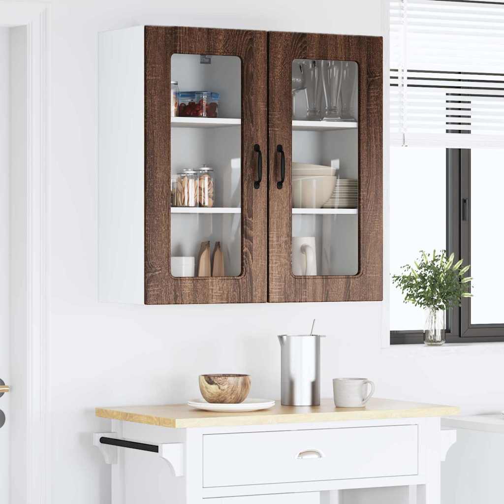 Kitchen Wall Cabinet with Shelf 2 pcs Brown Oak 40 x 31 x 80 cm