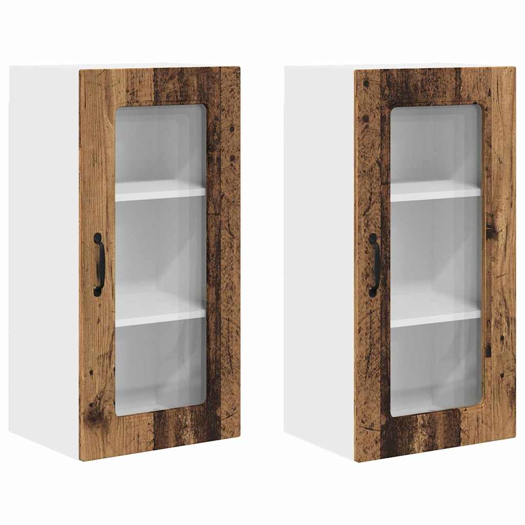 Kitchen Wall Cabinet with Shelf 2 pcs Old Wood 40 x 31 x 80 cm