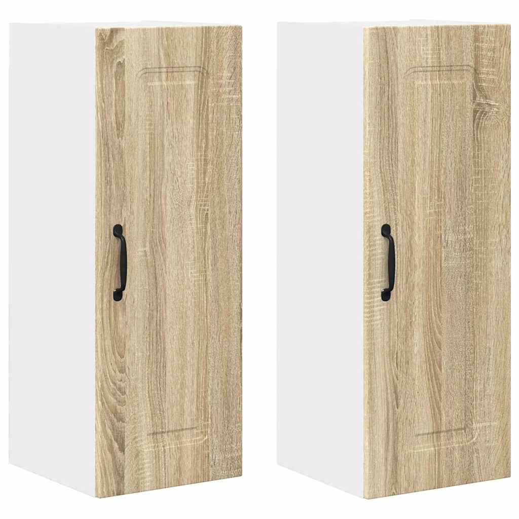 Kitchen Wall Cabinet with Door 2 pcs Sonoma Oak 30 x 31 x 80 cm