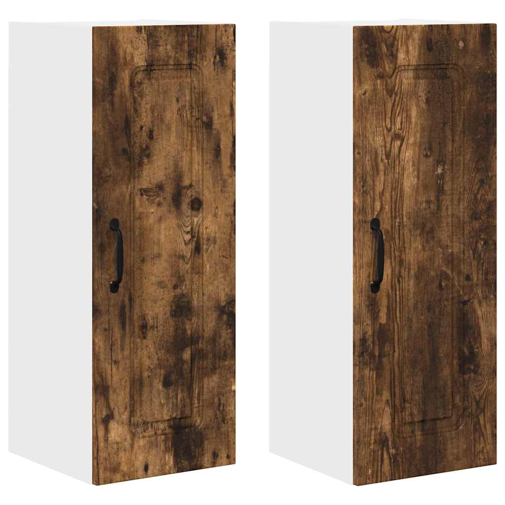 Kitchen Wall Cabinet with Door 2 pcs Smoked Oak 30 x 31 x 80 cm