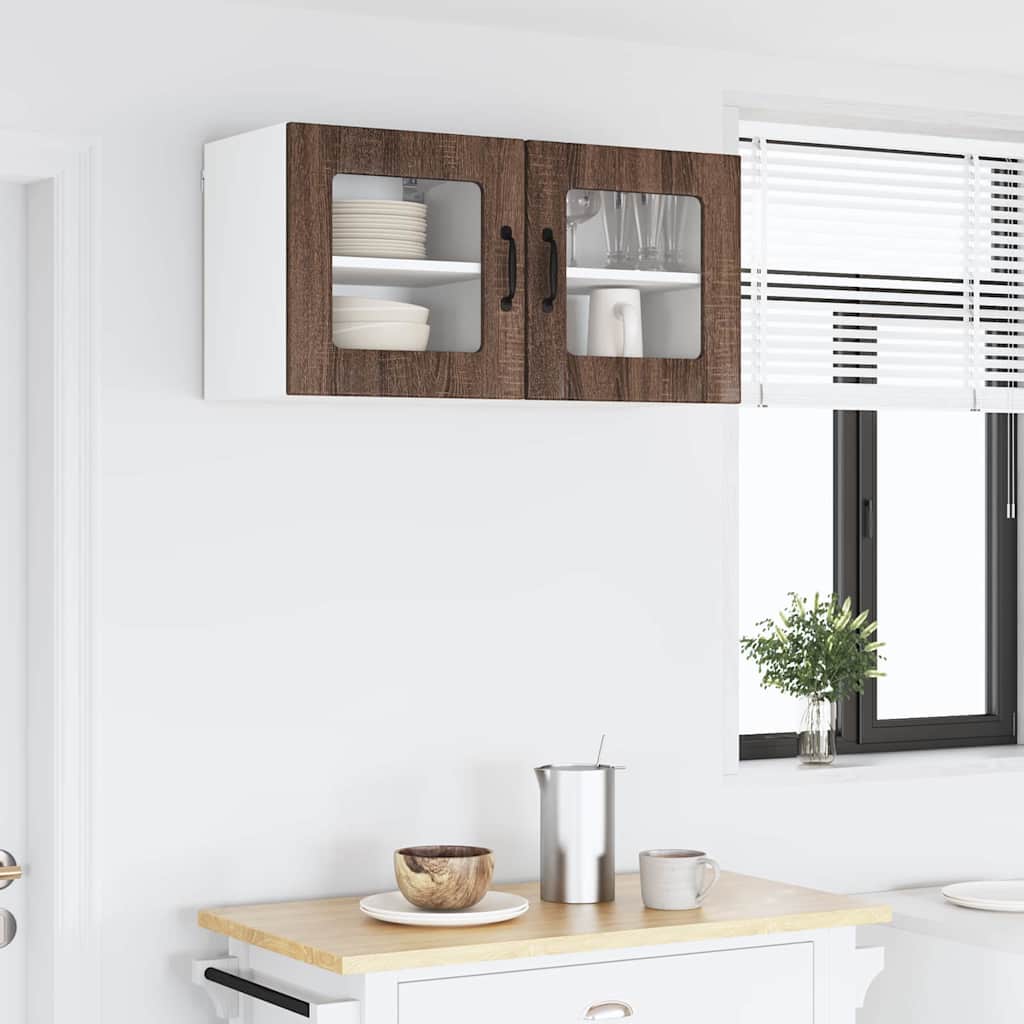 Kitchen Wall Cabinet with Shelf 2 pcs Brown Oak 40 x 31 x 40 cm