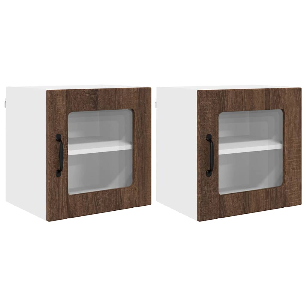 Kitchen Wall Cabinet with Shelf 2 pcs Brown Oak 40 x 31 x 40 cm