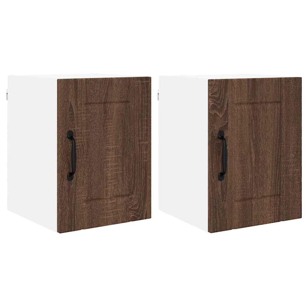 Kitchen Wall Cabinet with Shelf 2 pcs Brown Oak 30 x 31 x 40 cm