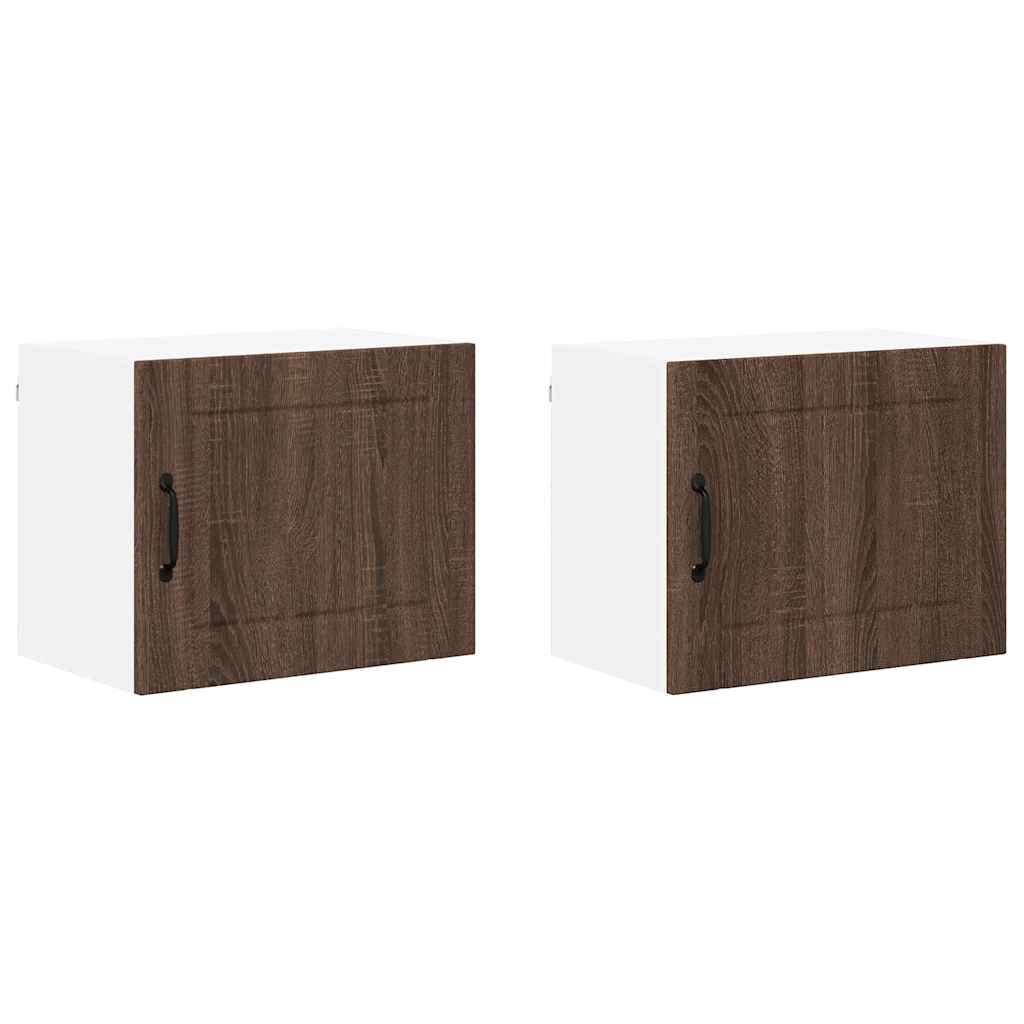 Kitchen Wall Cabinet with Shelf 2 pcs Brown Oak 50 x 31 x 40 cm