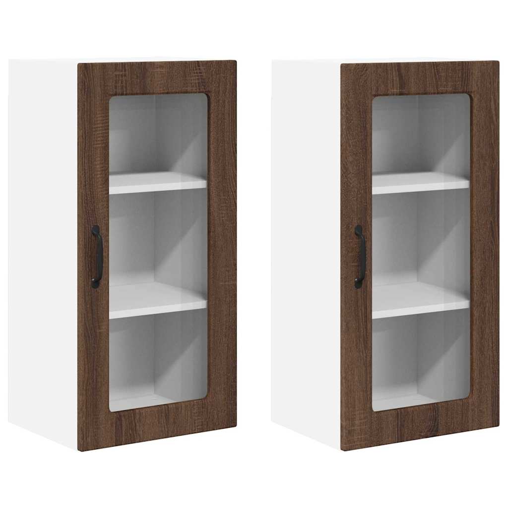 Kitchen Wall Cabinet with Shelf 2 pcs Brown Oak 40 x 31 x 80 cm
