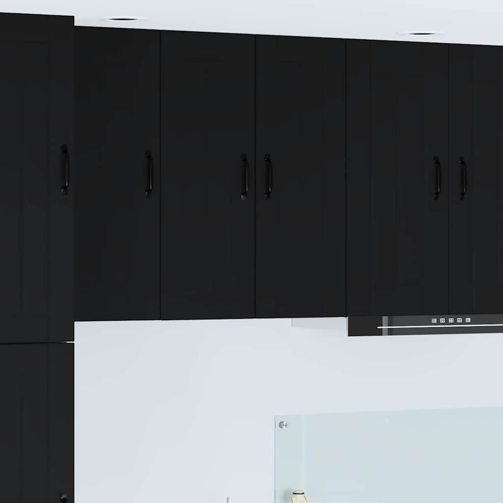 Kitchen Wall Cabinet with Shelf 2 pcs Black 30 x 31 x 80 cm