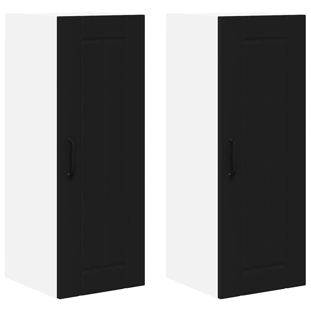 Kitchen Wall Cabinet with Shelf 2 pcs Black 30 x 31 x 80 cm
