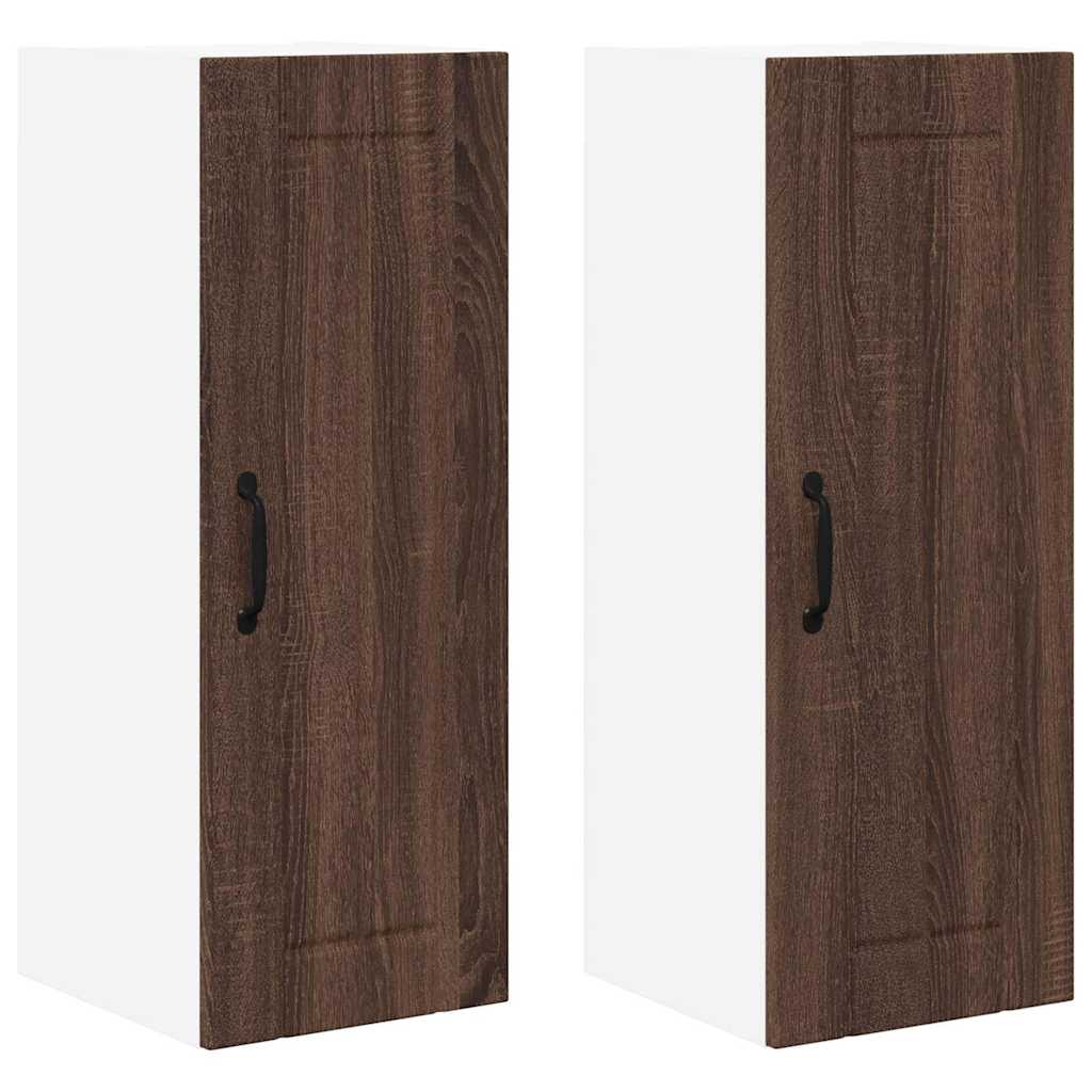 Kitchen Wall Cabinet with Shelf 2 pcs Brown Oak 30 x 31 x 80 cm