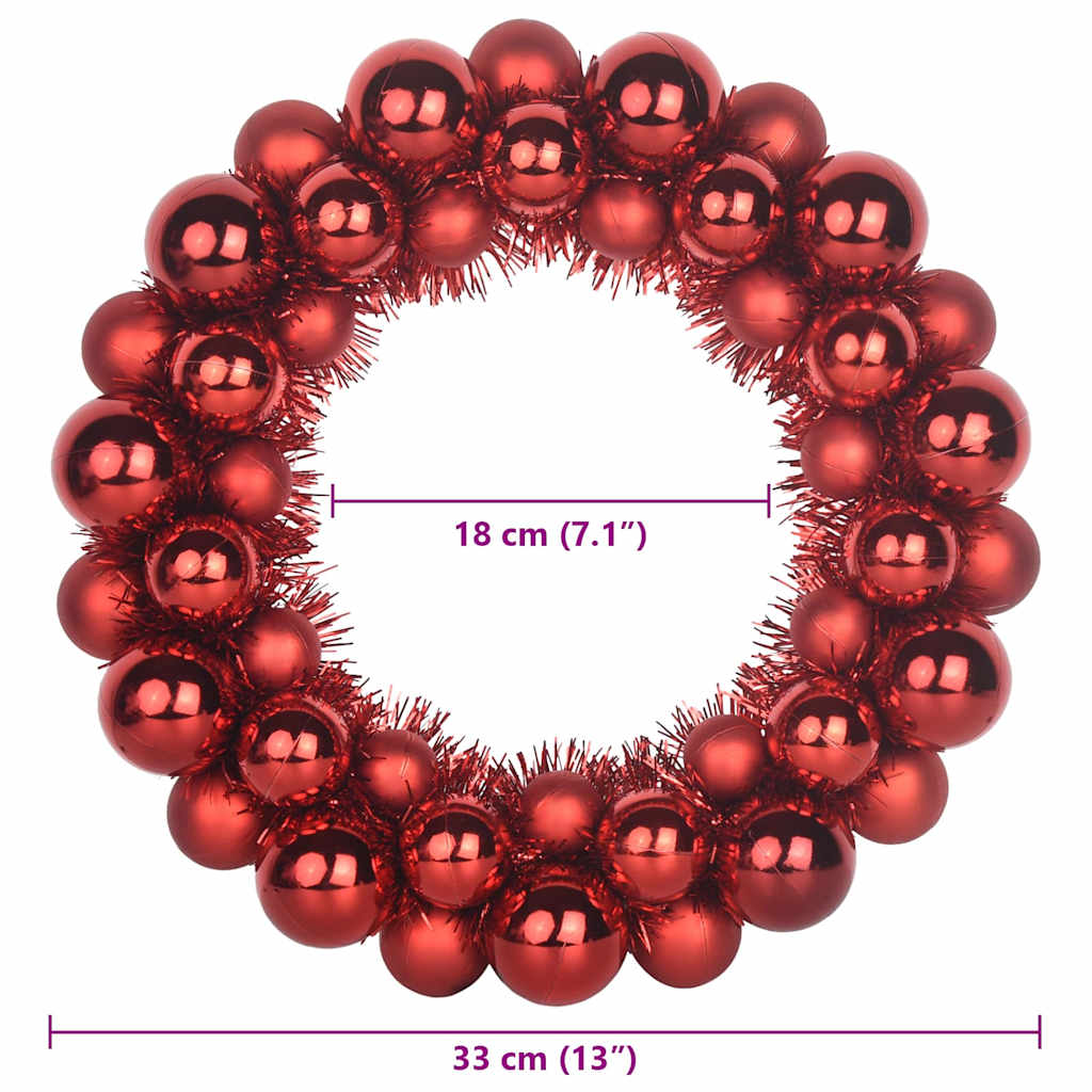 Christmas Ball Wreathes 2 pcs Red 33 x 33 x 7 cm Polystyrene