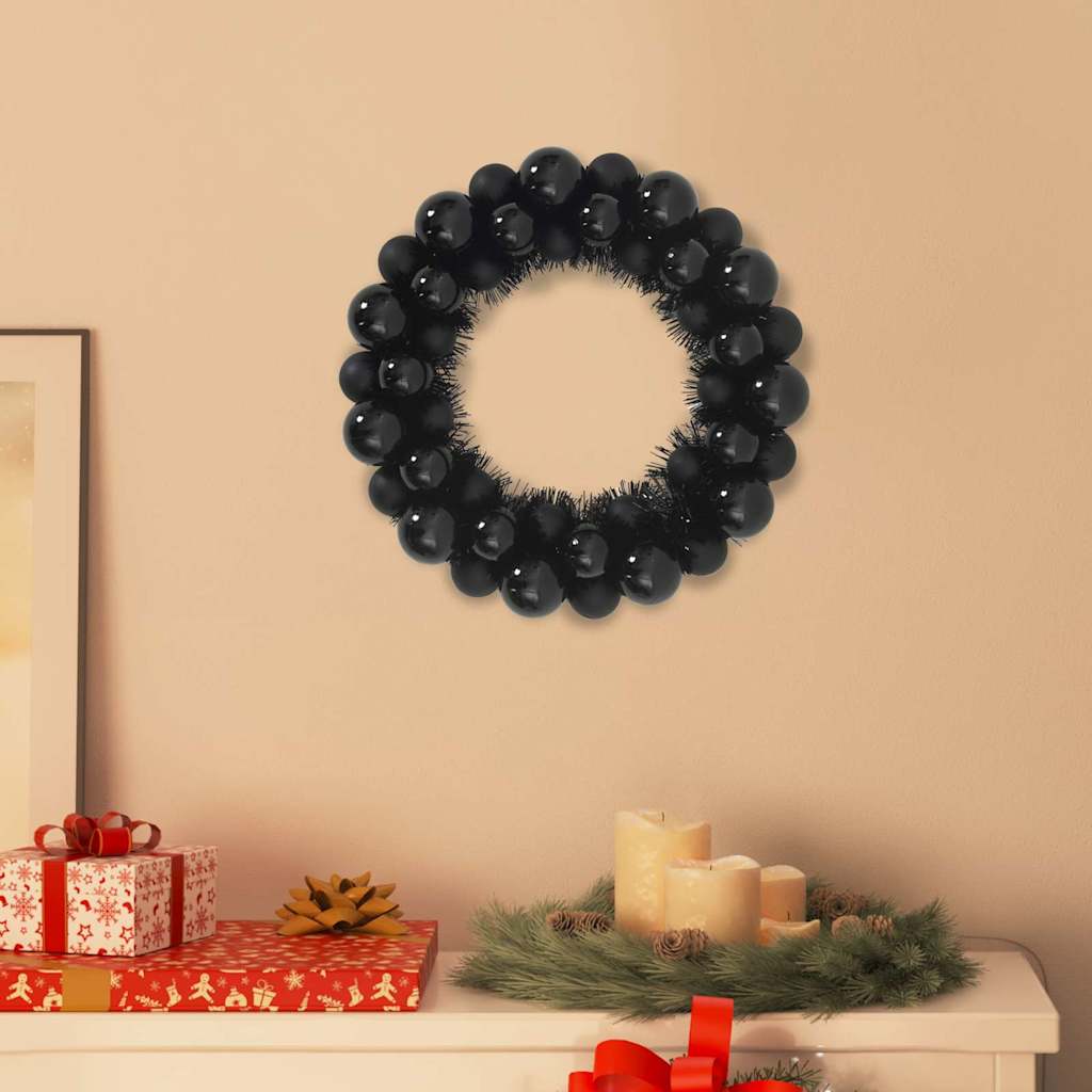 Christmas Ball Wreathes 2 pcs Black 33 x 33 x 7 cm Polystyrene