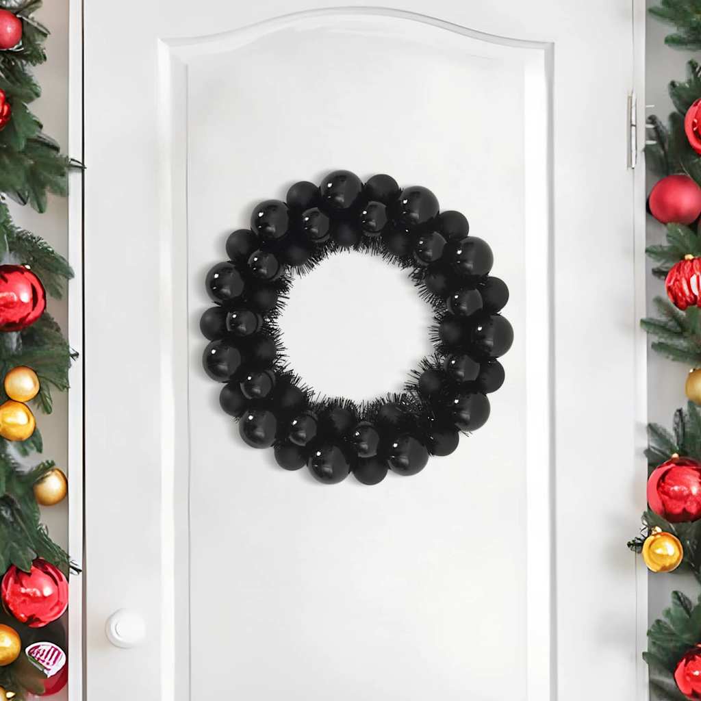 Christmas Ball Wreathes 2 pcs Black 33 x 33 x 7 cm Polystyrene