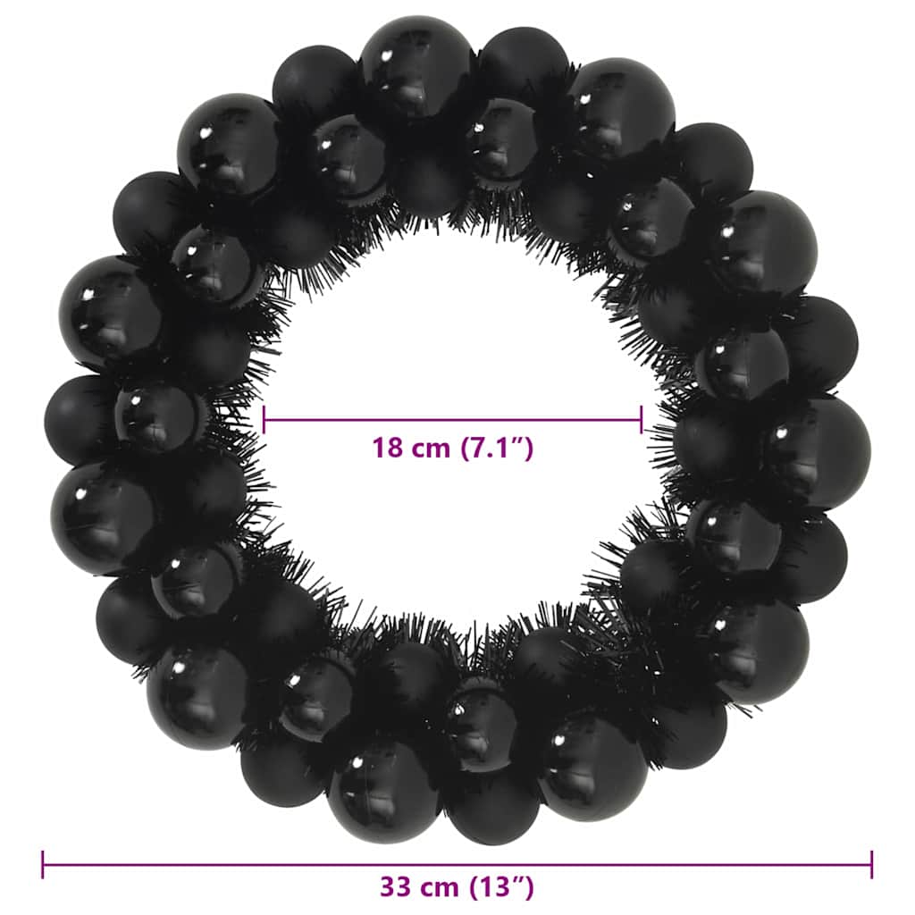 Christmas Ball Wreathes 2 pcs Black 33 x 33 x 7 cm Polystyrene