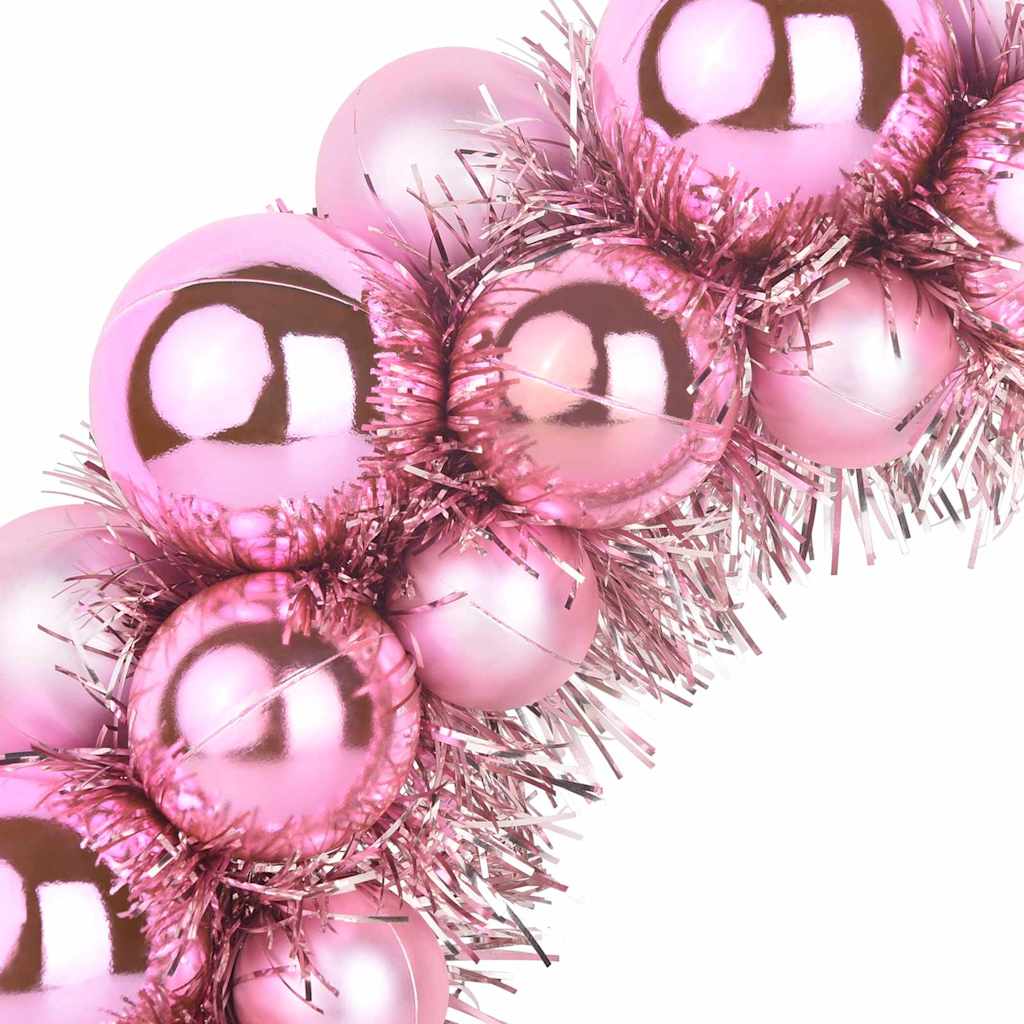 Christmas Ball Wreathes 2 pcs Pink 33 x 33 x 7 cm Polystyrene