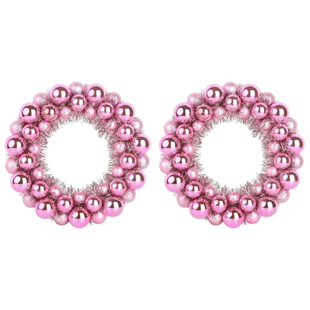 Christmas Ball Wreathes 2 pcs Pink 33 x 33 x 7 cm Polystyrene