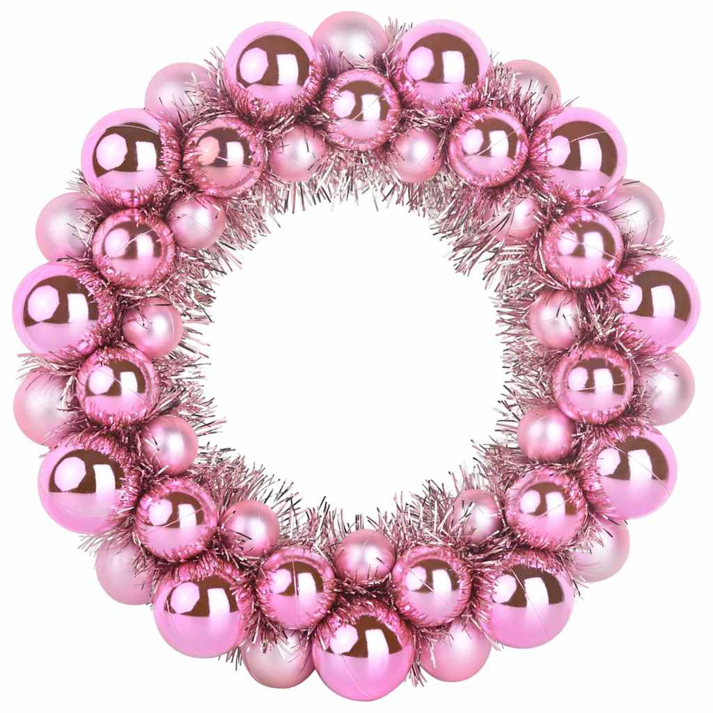 Christmas Ball Wreathes 2 pcs Pink 33 x 33 x 7 cm Polystyrene