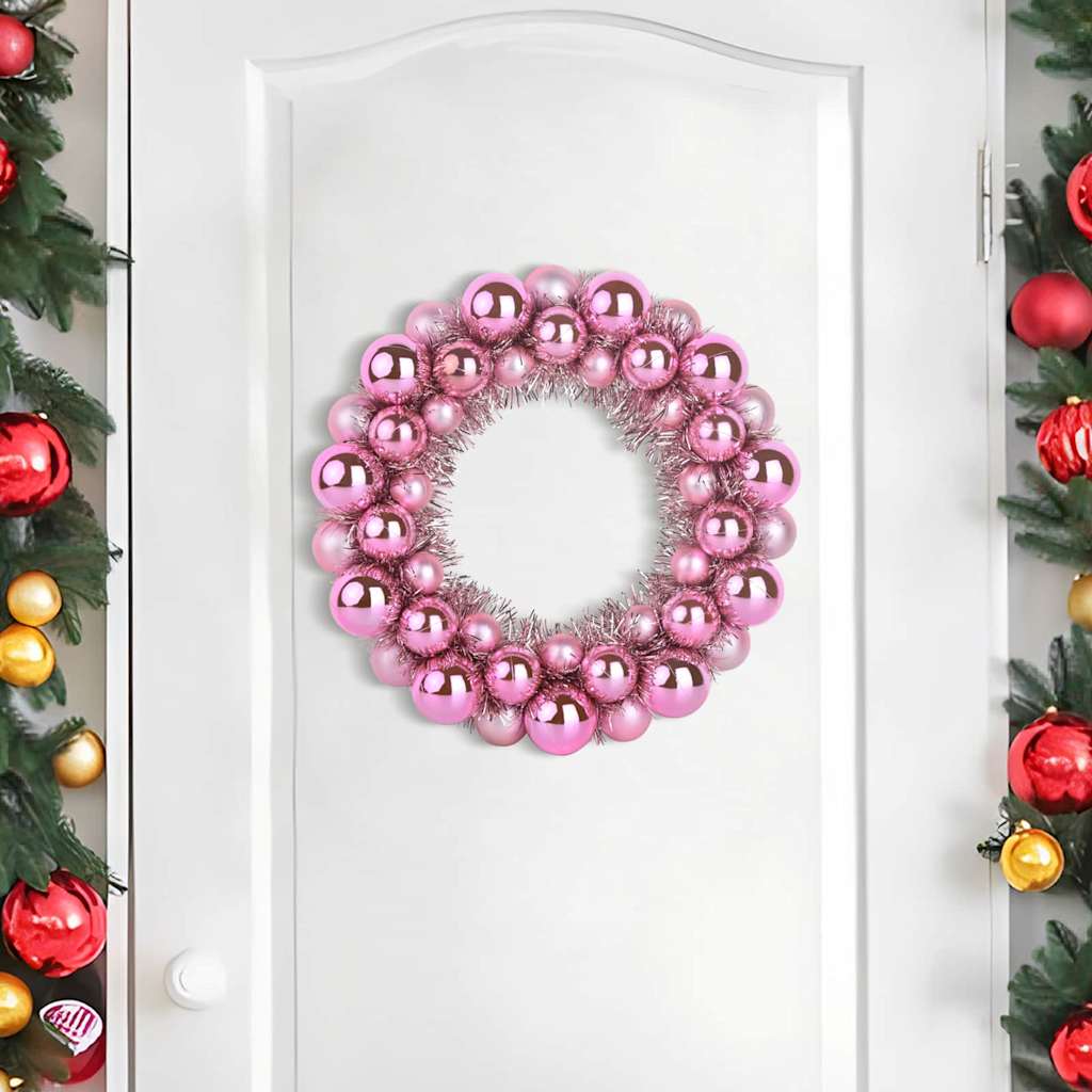 Christmas Ball Wreathes 2 pcs Pink 33 x 33 x 7 cm Polystyrene