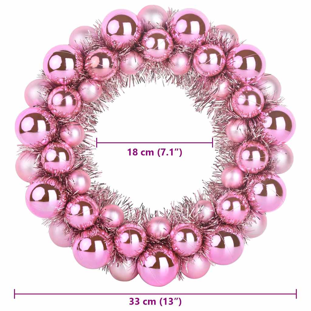 Christmas Ball Wreathes 2 pcs Pink 33 x 33 x 7 cm Polystyrene