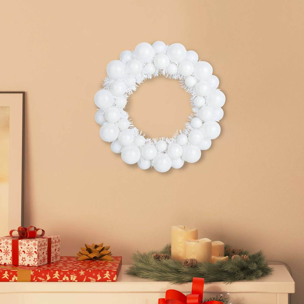 Christmas Ball Wreathes 2 pcs White 33 x 33 x 7 cm Polystyrene