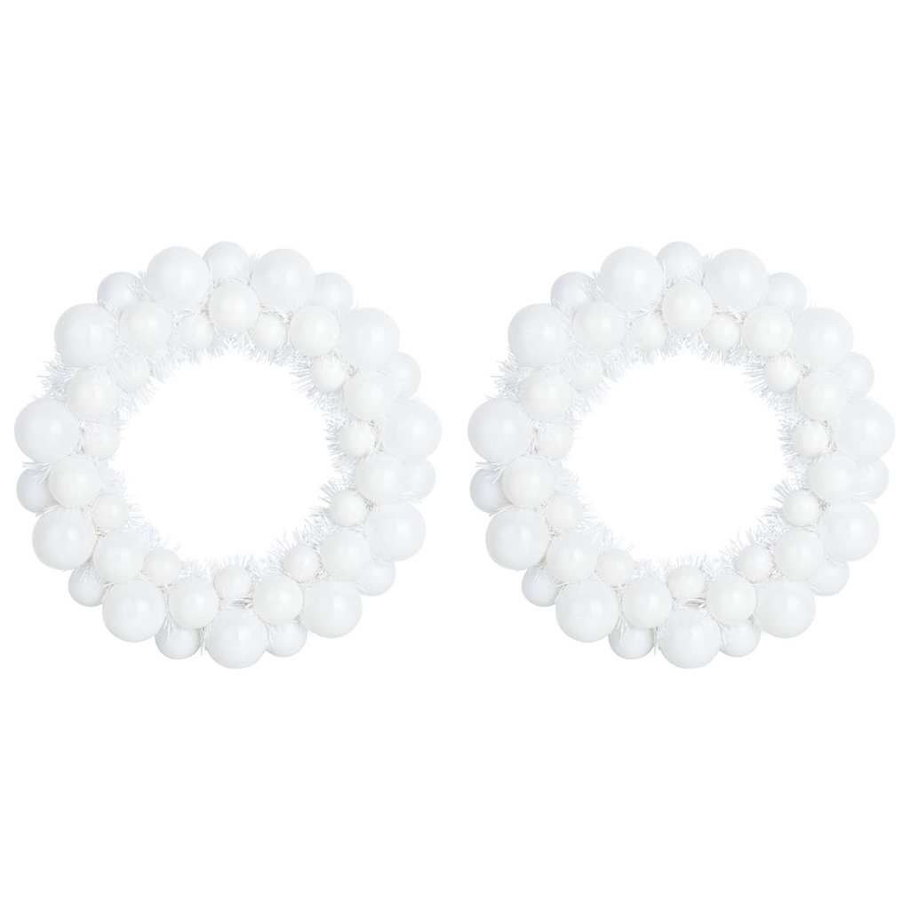Christmas Ball Wreathes 2 pcs White 33 x 33 x 7 cm Polystyrene