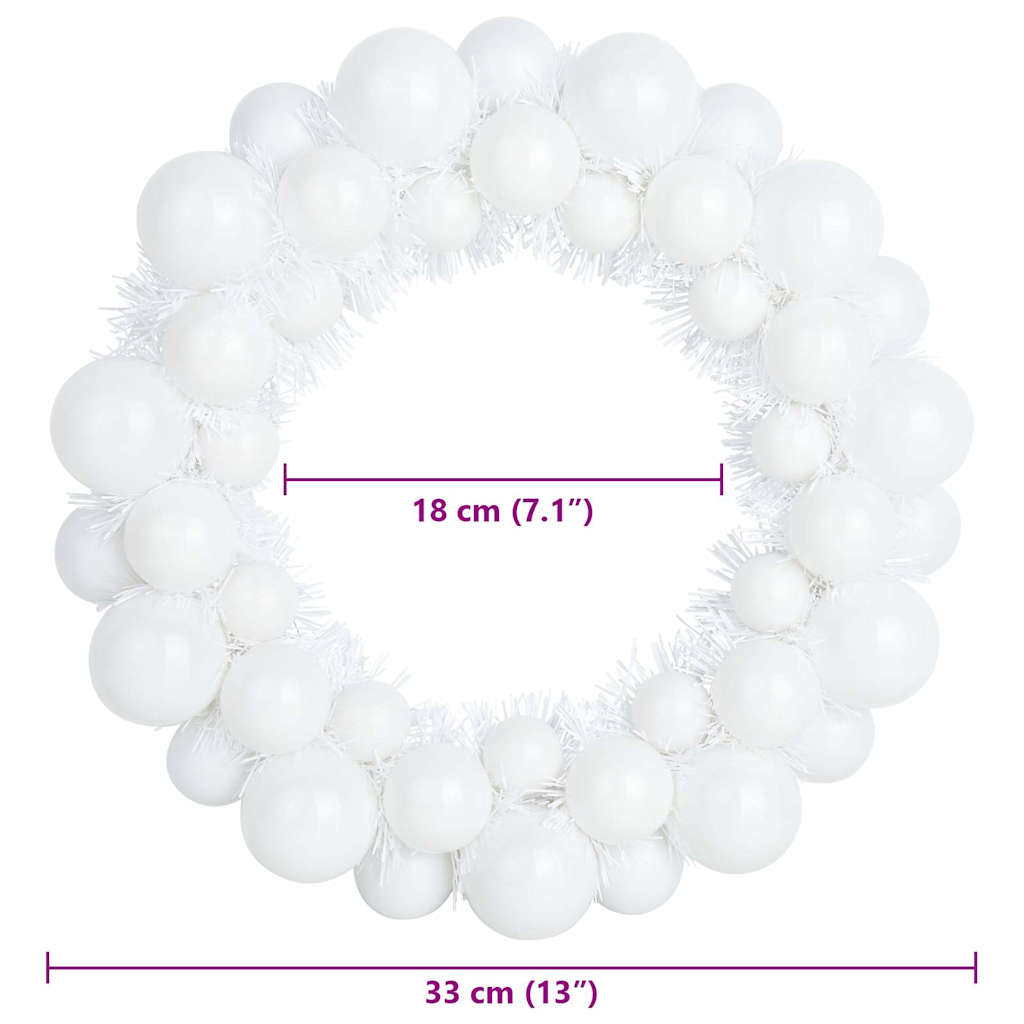 Christmas Ball Wreathes 2 pcs White 33 x 33 x 7 cm Polystyrene