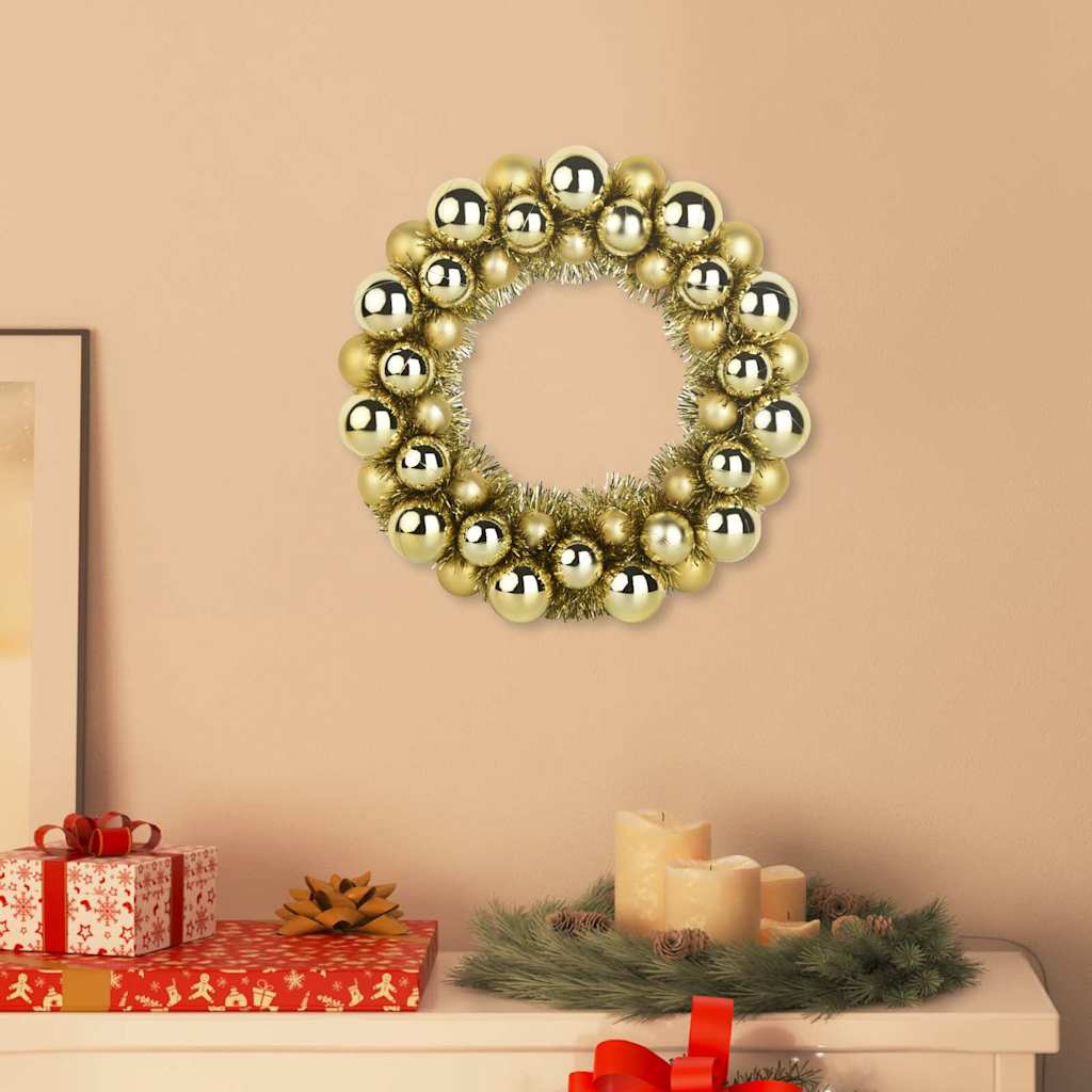 Christmas Ball Wreathes 2 pcs Gold 33 x 33 x 7 cm Polystyrene