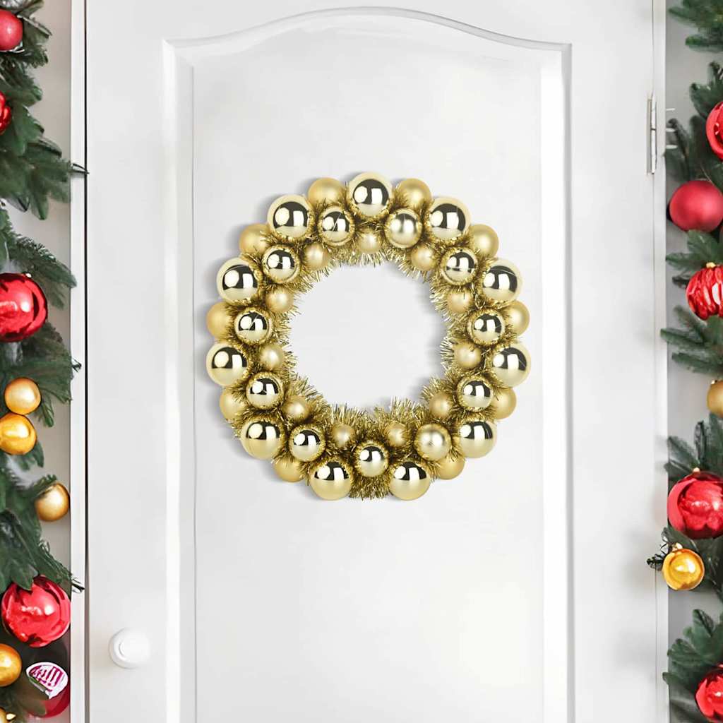 Christmas Ball Wreathes 2 pcs Gold 33 x 33 x 7 cm Polystyrene