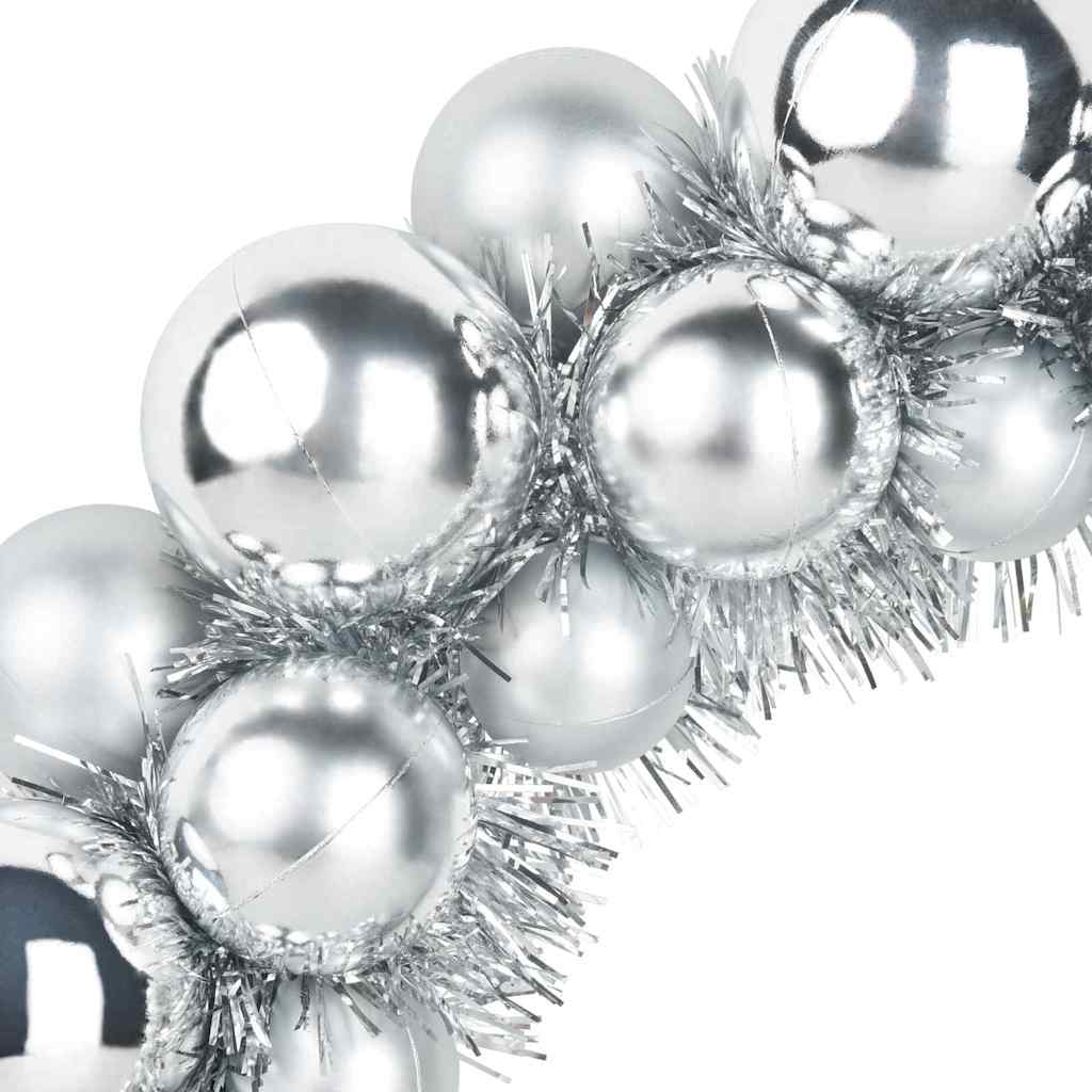 Christmas Ball Wreathes 2 pcs Silver 33 x 33 x 7 cm Polystyrene