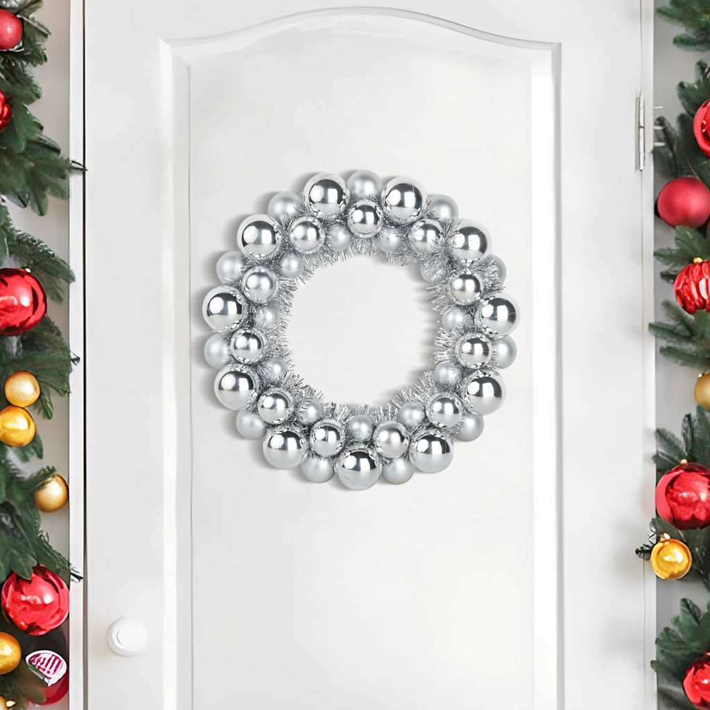 Christmas Ball Wreathes 2 pcs Silver 33 x 33 x 7 cm Polystyrene