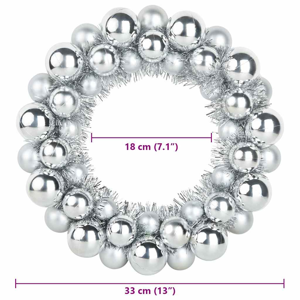 Christmas Ball Wreathes 2 pcs Silver 33 x 33 x 7 cm Polystyrene