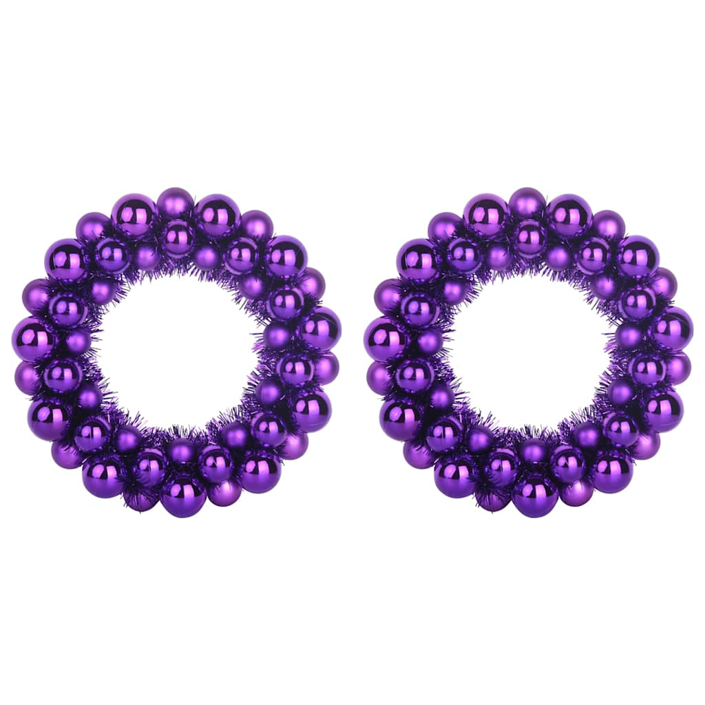 Christmas Ball Wreathes 2 pcs Lilac 33 x 33 x 7 cm Polystyrene