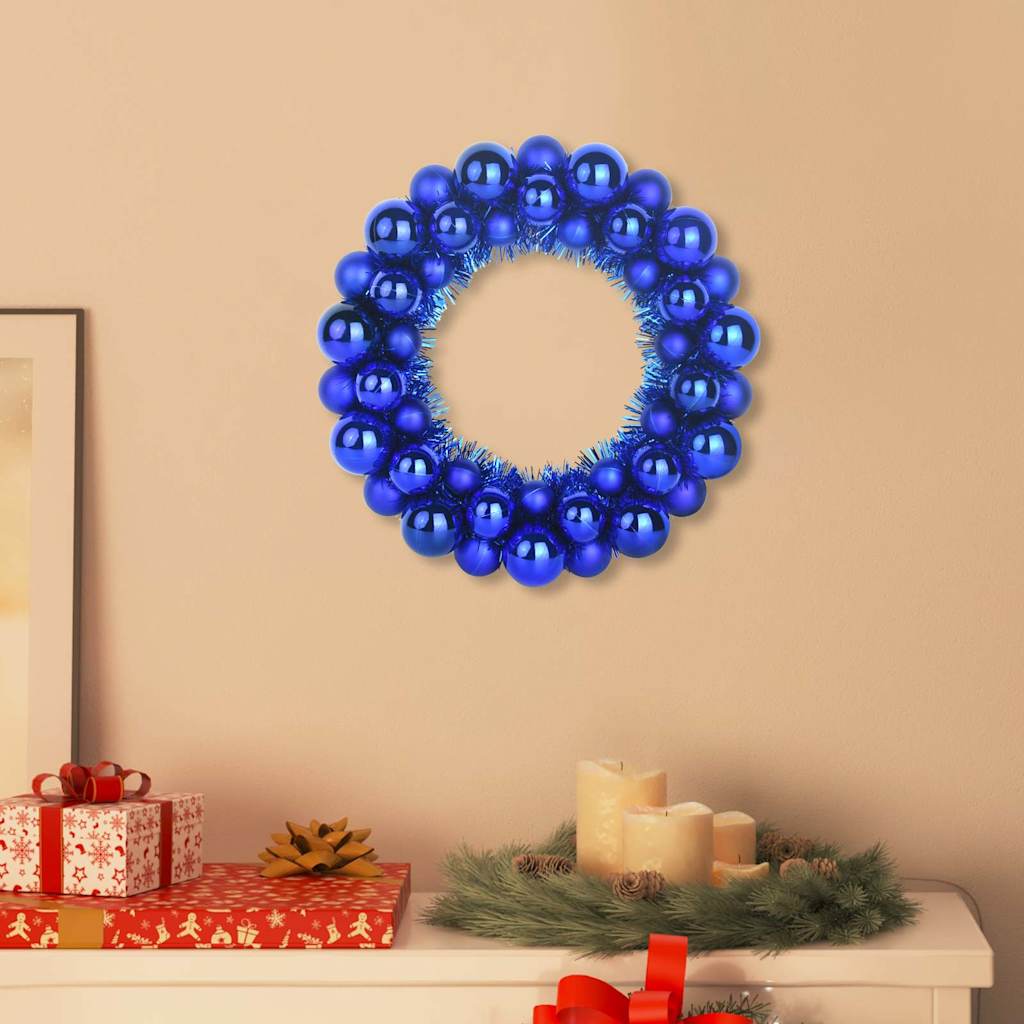 Christmas Ball Wreathes 2 pcs Blue 33 x 33 x 7 cm Polystyrene