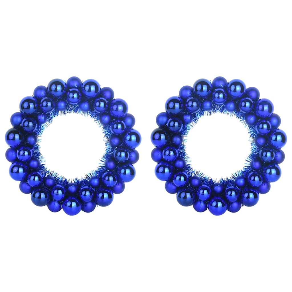 Christmas Ball Wreathes 2 pcs Blue 33 x 33 x 7 cm Polystyrene