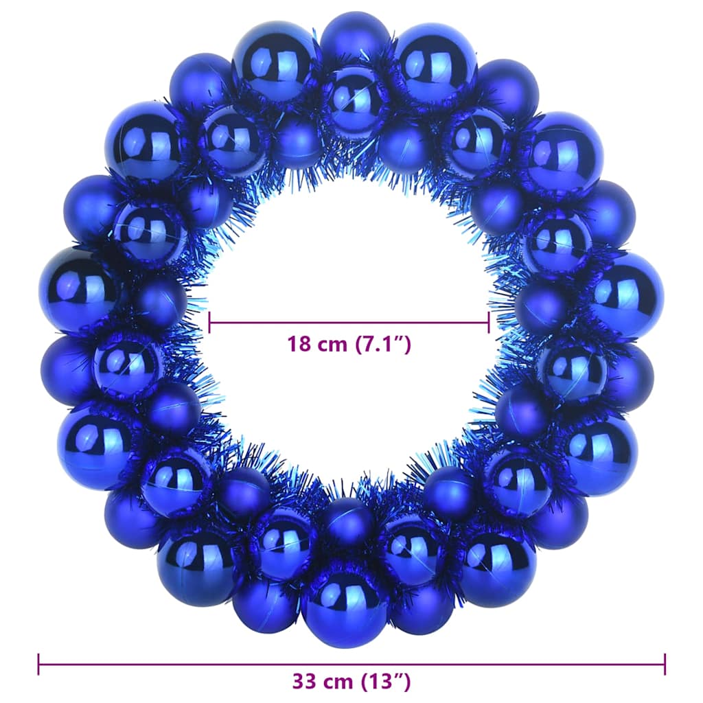 Christmas Ball Wreathes 2 pcs Blue 33 x 33 x 7 cm Polystyrene