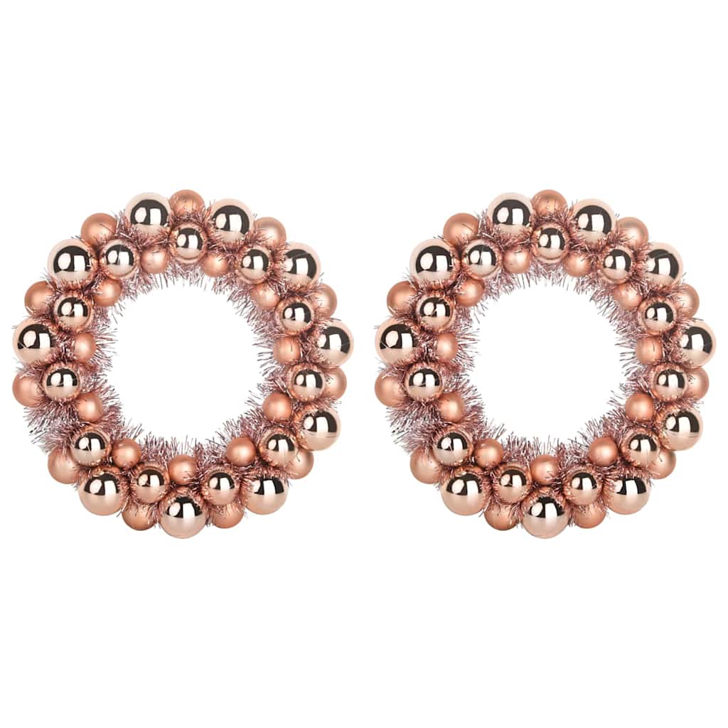 Christmas Ball Wreathes 2 pcs Rose Gold 33 x 33 x 7 cm