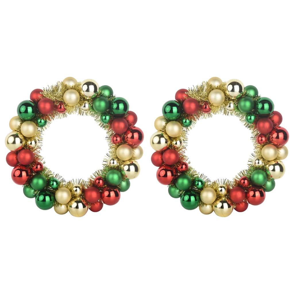 Christmas Ball Wreathes 2 pcs Multicolour 33 x 33 x 7 cm