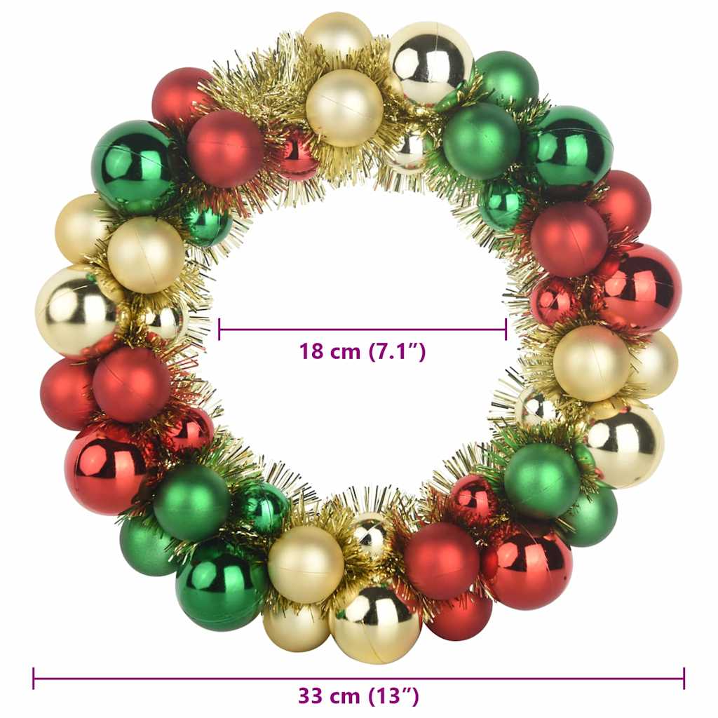 Christmas Ball Wreathes 2 pcs Multicolour 33 x 33 x 7 cm