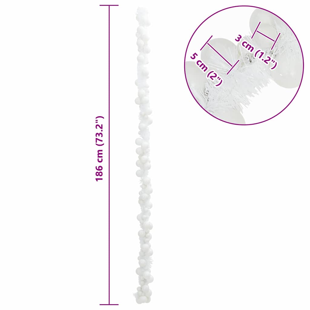 Christmas Ball Garland White 186 cm Polystyrene