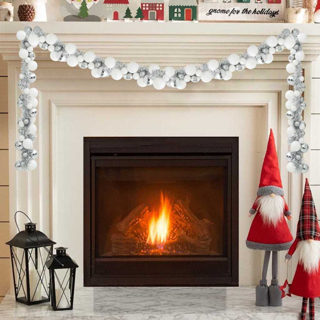 Christmas Ball Garland White and Silver 186 cm Polystyrene