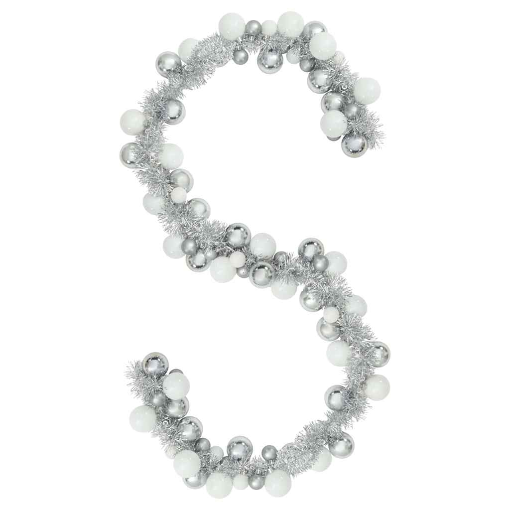 Christmas Ball Garland White and Silver 186 cm Polystyrene