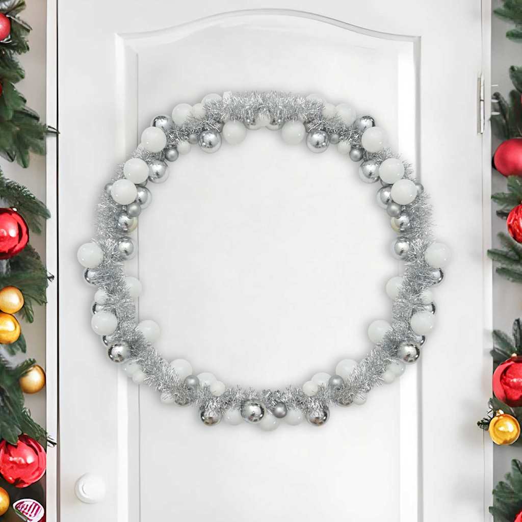 Christmas Ball Garland White and Silver 186 cm Polystyrene