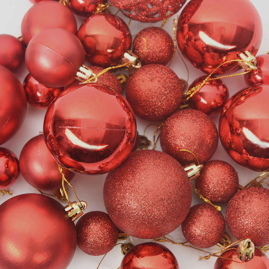 Christmas Bauble Set with 300 LEDs 120 pcs Red Plastic