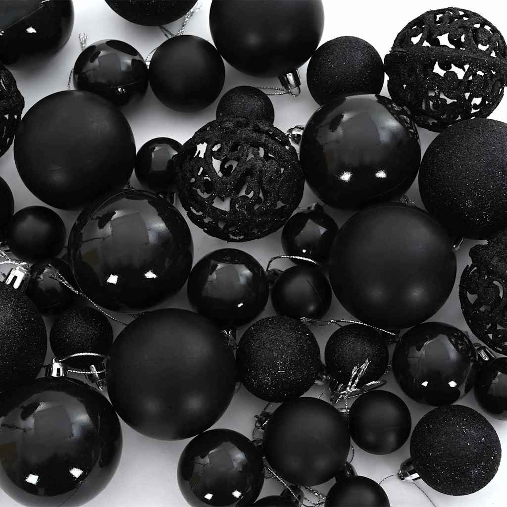 Christmas Bauble Set with 300 LEDs 120 pcs Black Plastic