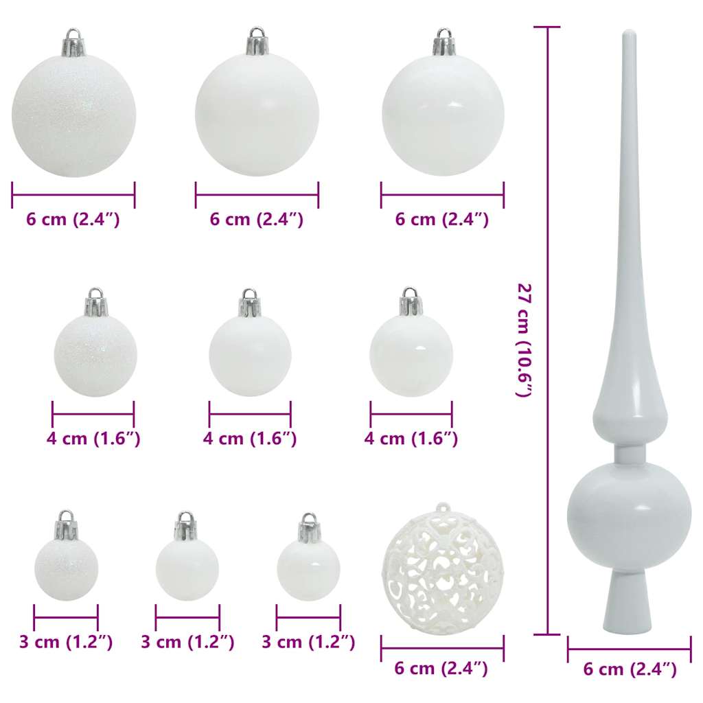 Christmas Bauble Set with 300 LEDs 120 pcs White Plastic