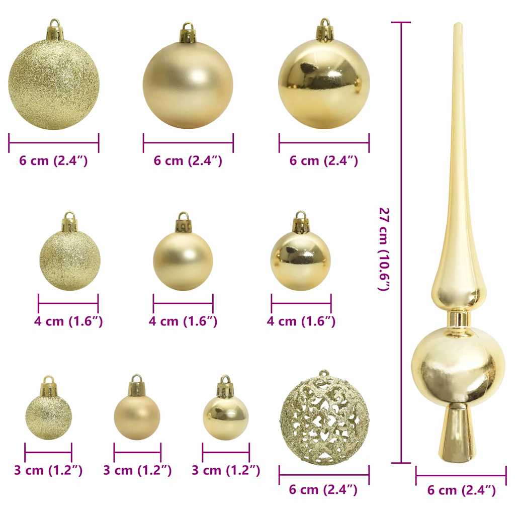 Christmas Bauble Set with 300 LEDs 120 pcs Gold Plastic
