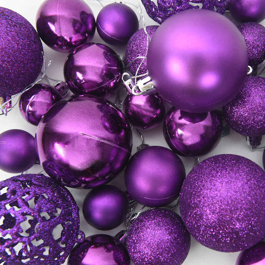 Christmas Bauble Set with 150 LEDs 61 pcs Lilac Plastic