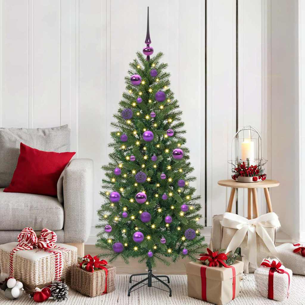 Christmas Bauble Set with 150 LEDs 61 pcs Lilac Plastic