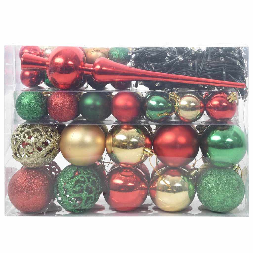 Christmas Bauble Set with 150 LEDs 61 pcs Multicolour Plastic