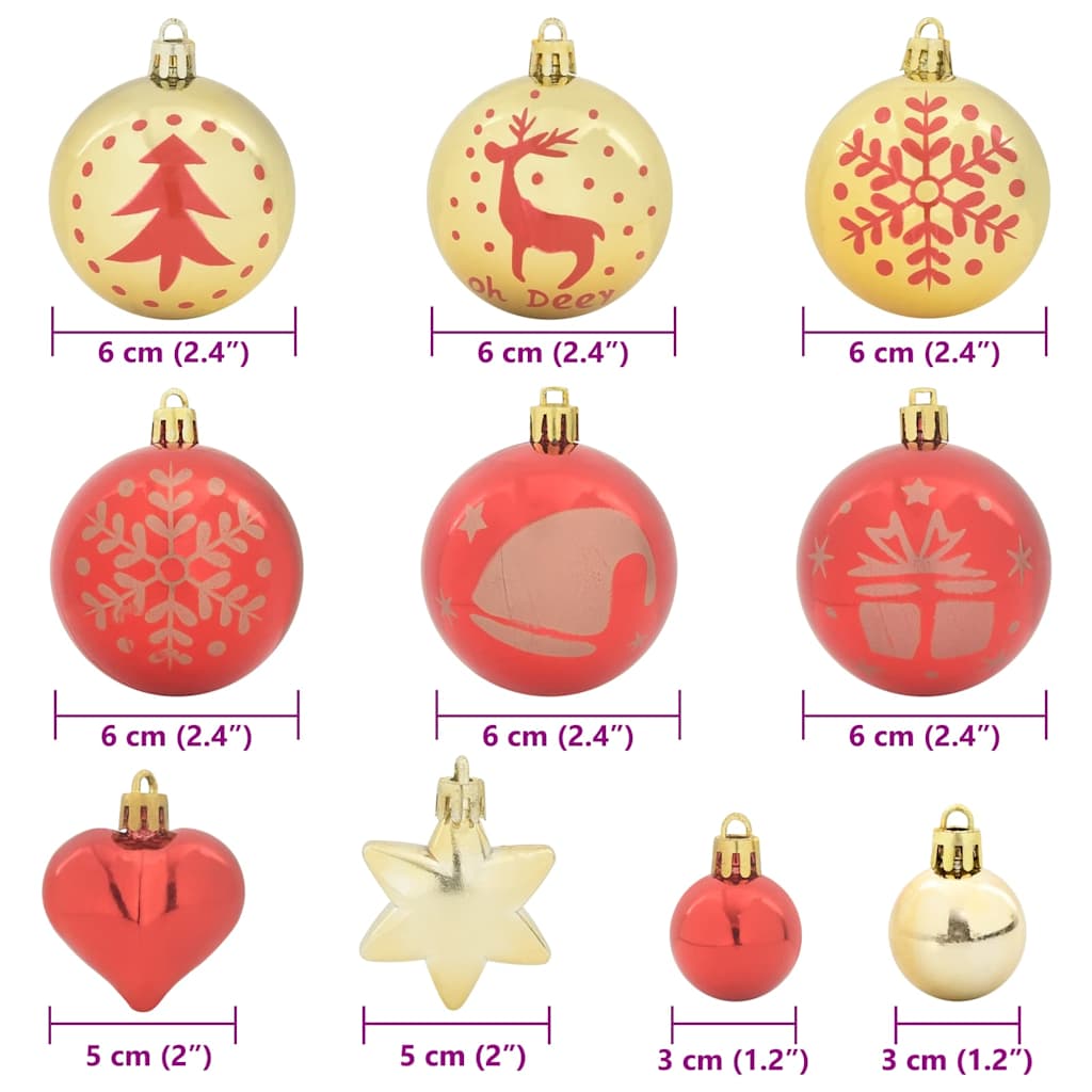 Christmas Bauble Set 40 pcs Gold and Red