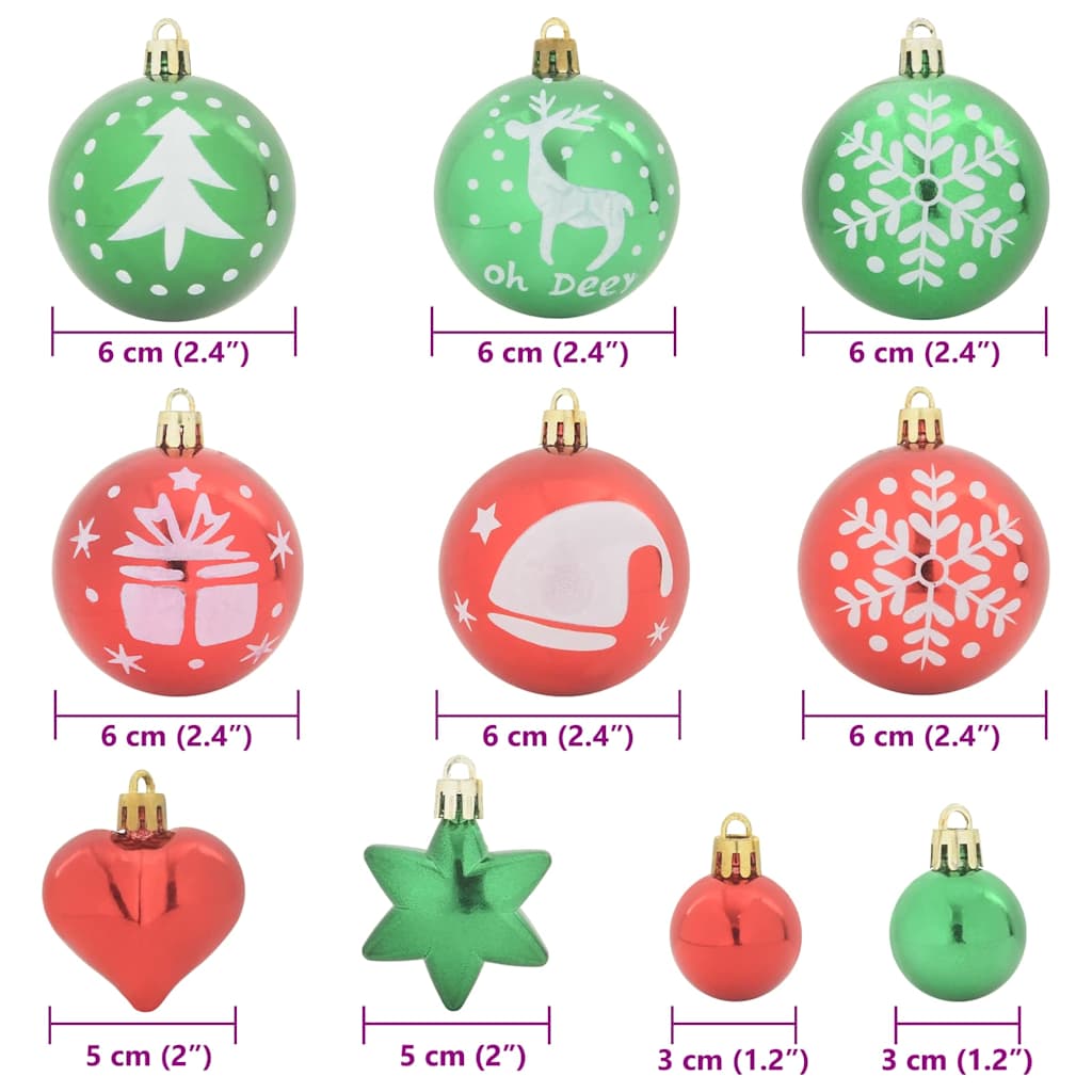 Christmas Bauble Set 40 pcs Red and Green